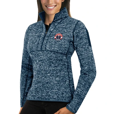 Women's Antigua Heather Royal Washington Wizards Fortune Half-Zip Pullover Jacket