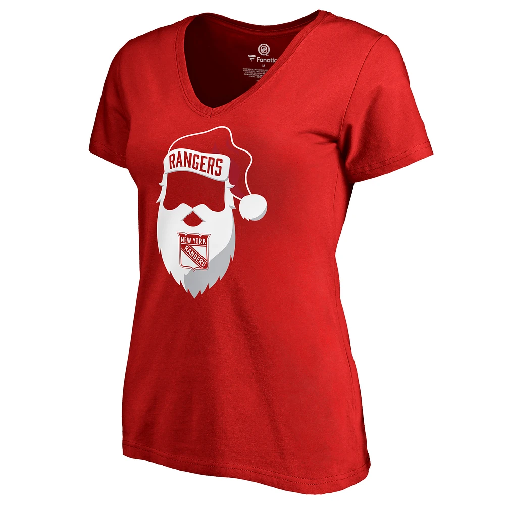 Women's Fanatics Red New York Rangers Jolly Plus Size V-Neck T-Shirt