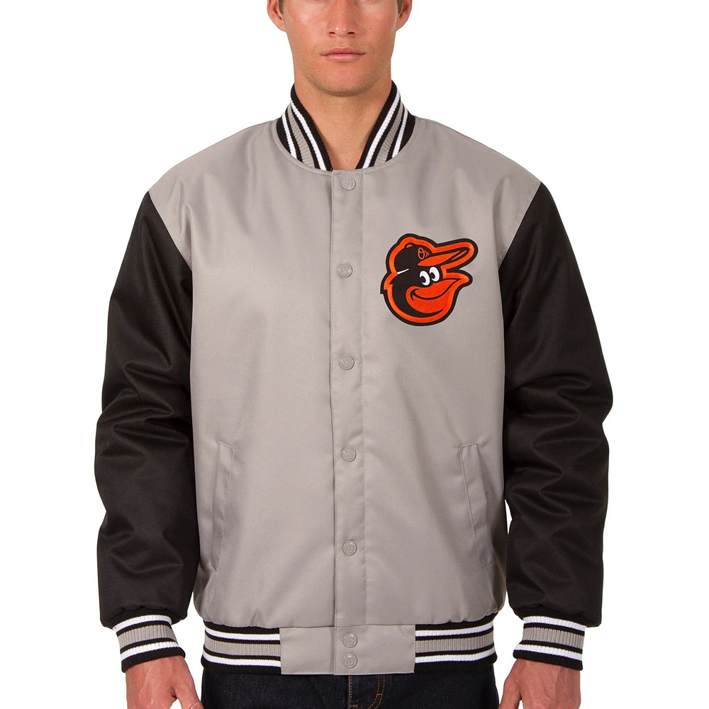 Men's JH Design Gray/Black Baltimore Orioles Poly Twill Jacket