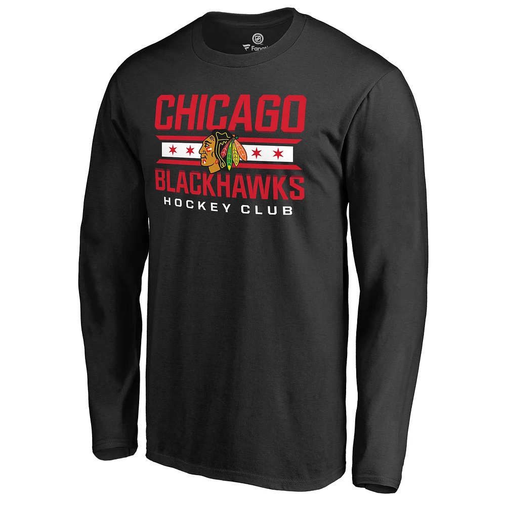 Men's Black Chicago Blackhawks Hometown Collection Long Sleeve T-Shirt