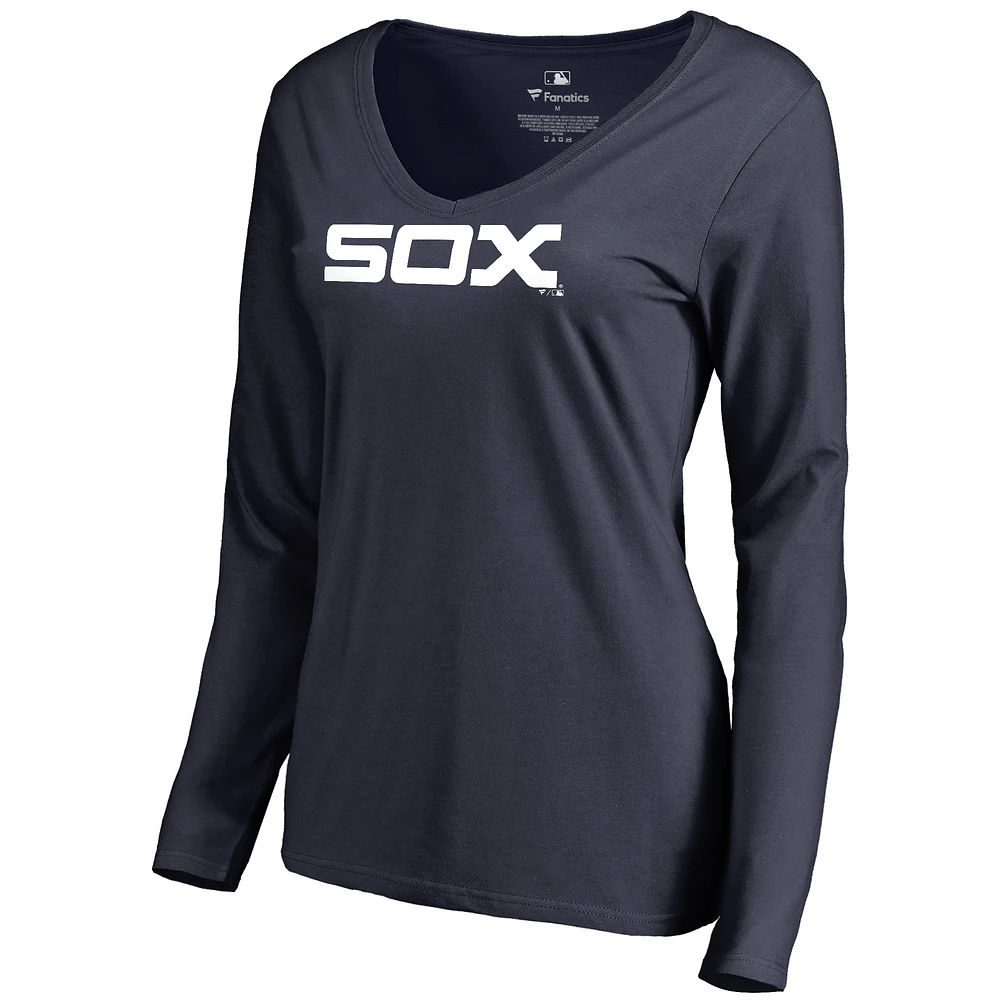 Women's Navy Chicago White Sox Cooperstown Collection Wahconah Long Sleeve V-Neck T-Shirt