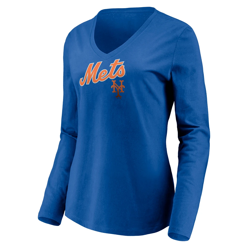 Women's Royal New York Mets Cooperstown Collection Wahconah Long Sleeve V-Neck T-Shirt
