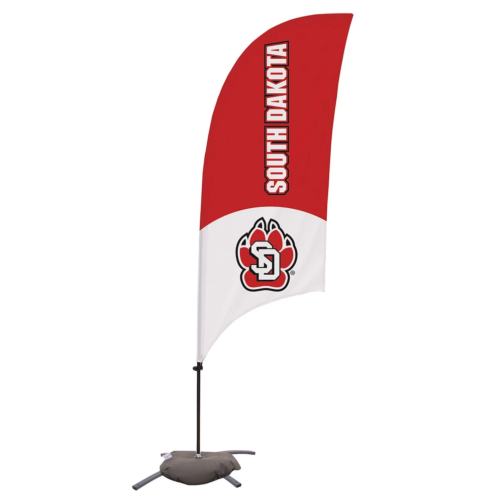 South Dakota Coyotes 7.5' Two-Tone Razor Feather Stake Flag with Base