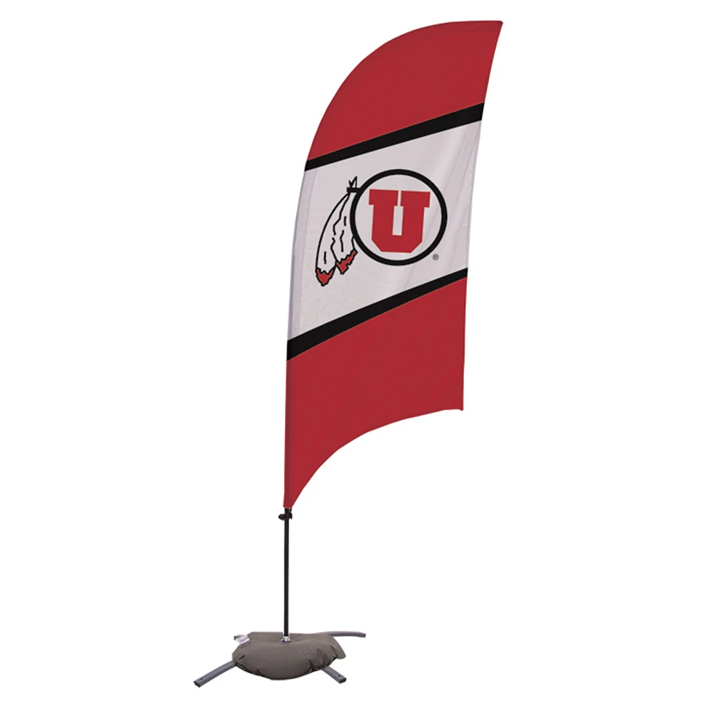 Utah Utes 7.5' Razor Feather Stake Flag with Base