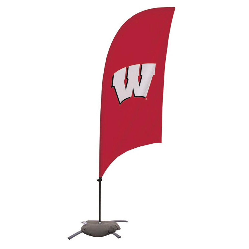 Wisconsin Badgers 7.5' Razor Feather Stake Flag with Base