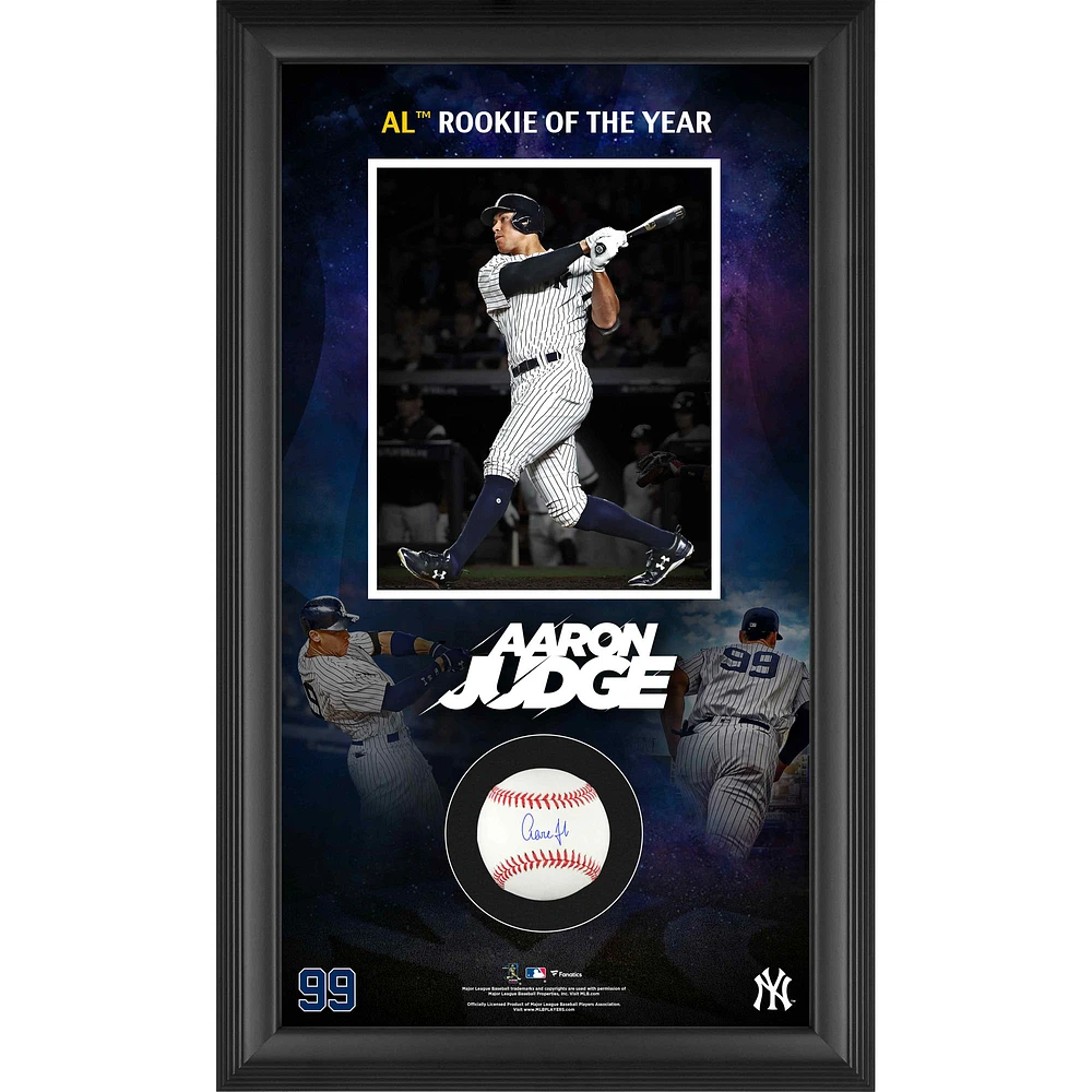 Aaron Judge New York Yankees Framed Autographed Rookie of the Year Baseball Collage Shadowbox