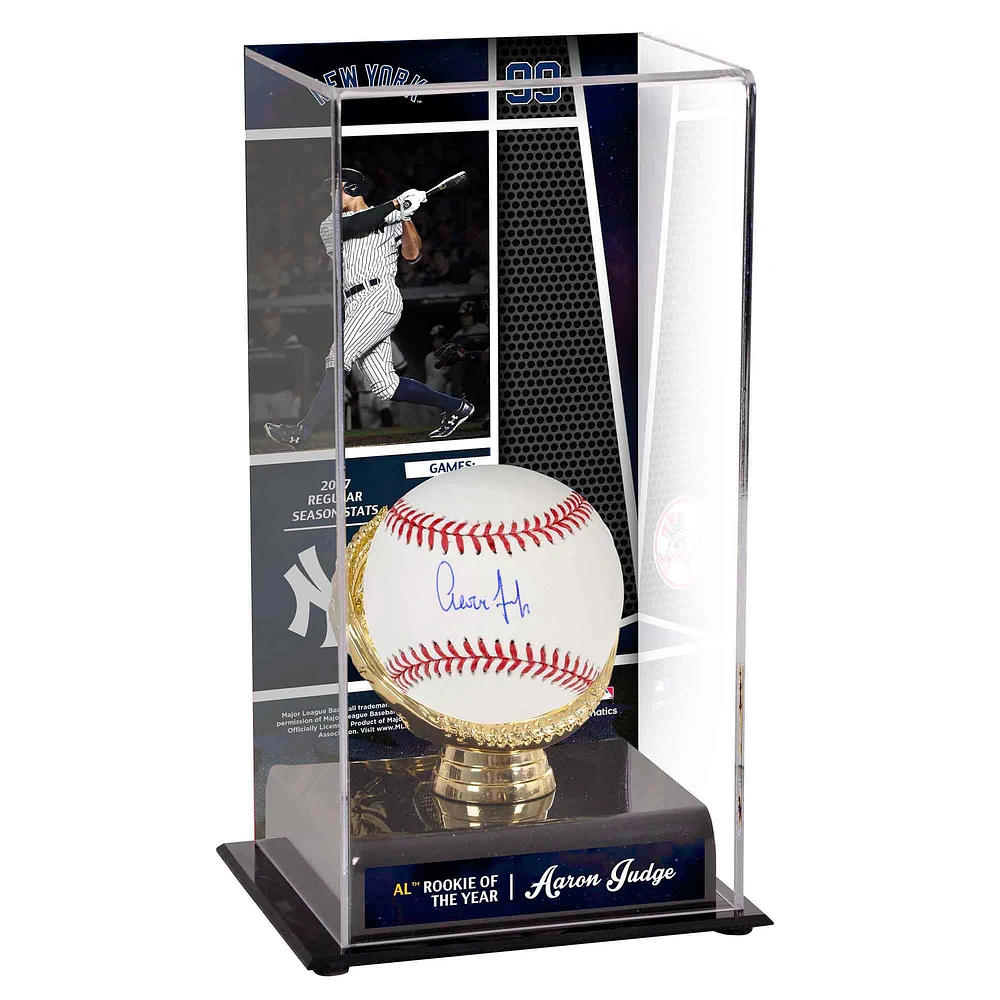 Aaron Judge New York Yankees Autographed Baseball and 2017 Rookie of the Year Sublimated Display Case with Image