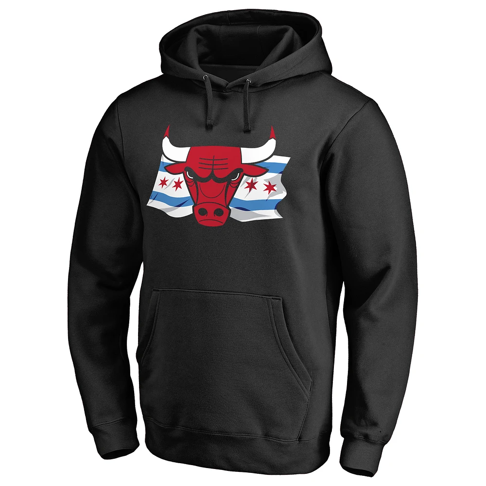 Men's Black Chicago Bulls Hometown Collection Flag Pullover Hoodie