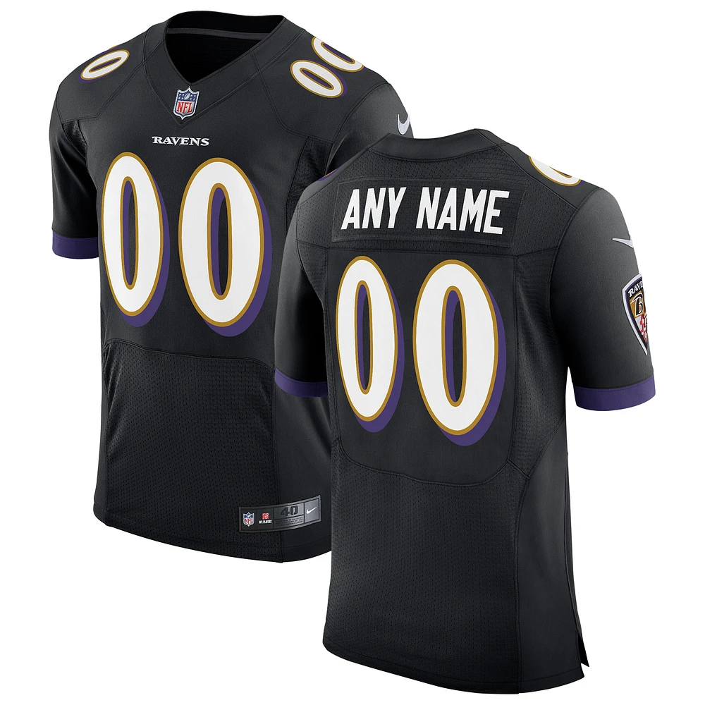 Men's Nike Black Baltimore Ravens Speed Machine Elite Custom Jersey