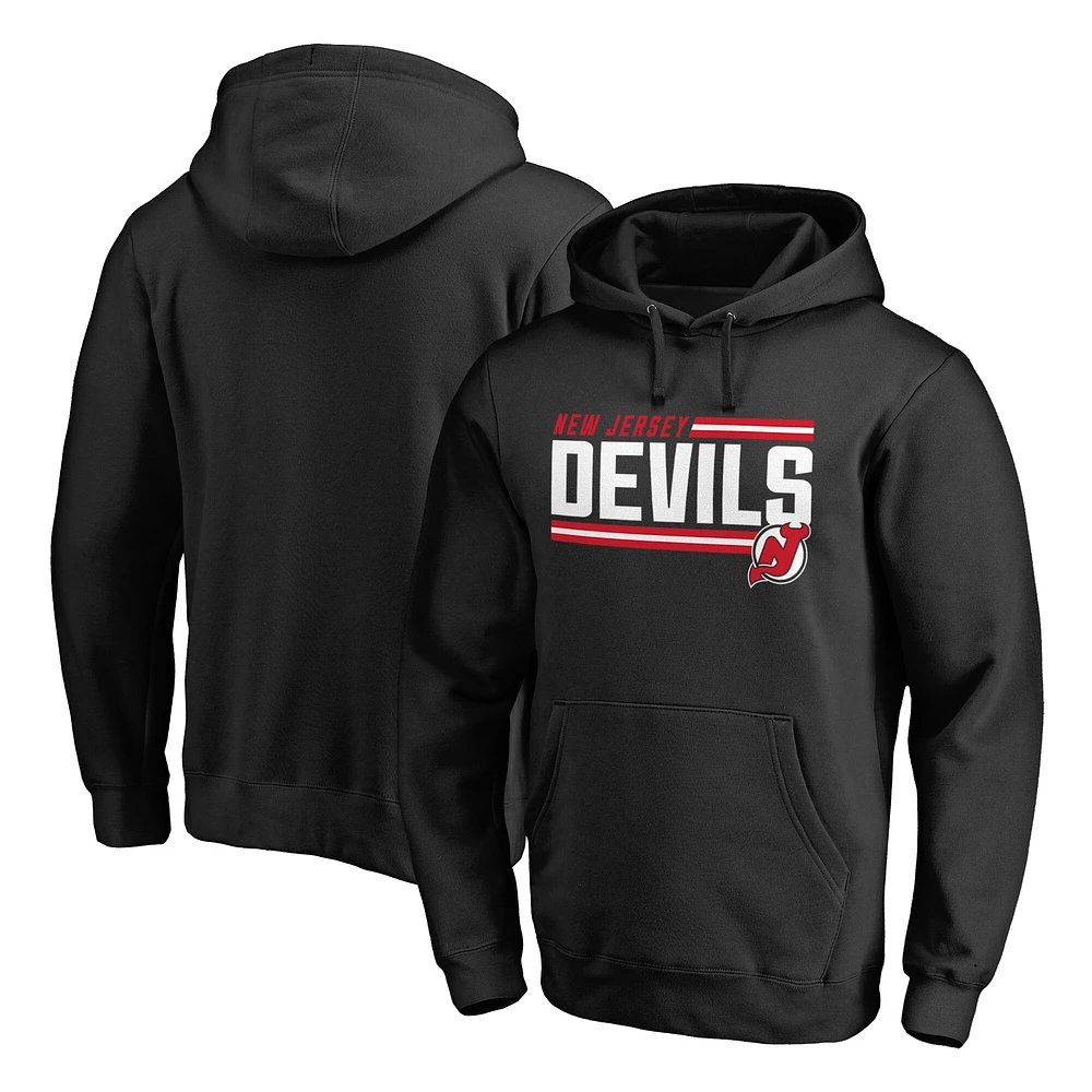 Men's Black New Jersey Devils Iconic Collection On Side Stripe Pullover Hoodie