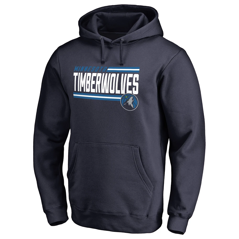 Men's Navy Minnesota Timberwolves Onside Stripe Pullover Hoodie