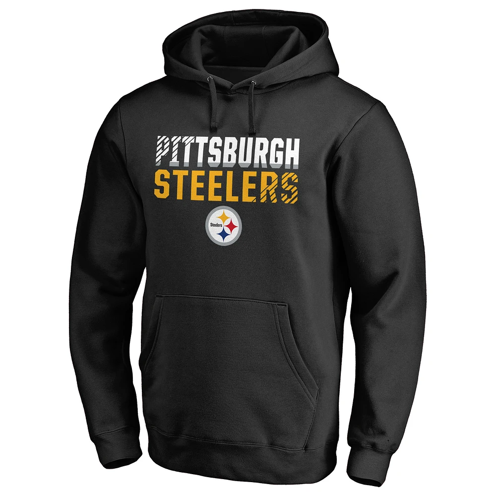 Men's Black Pittsburgh Steelers Iconic Collection Fade Out Pullover Hoodie