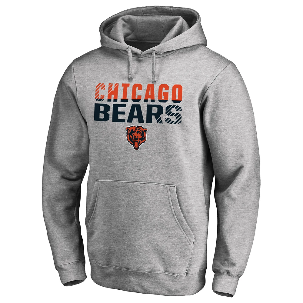 Men's Ash Chicago Bears Iconic Collection Fade Out Pullover Hoodie