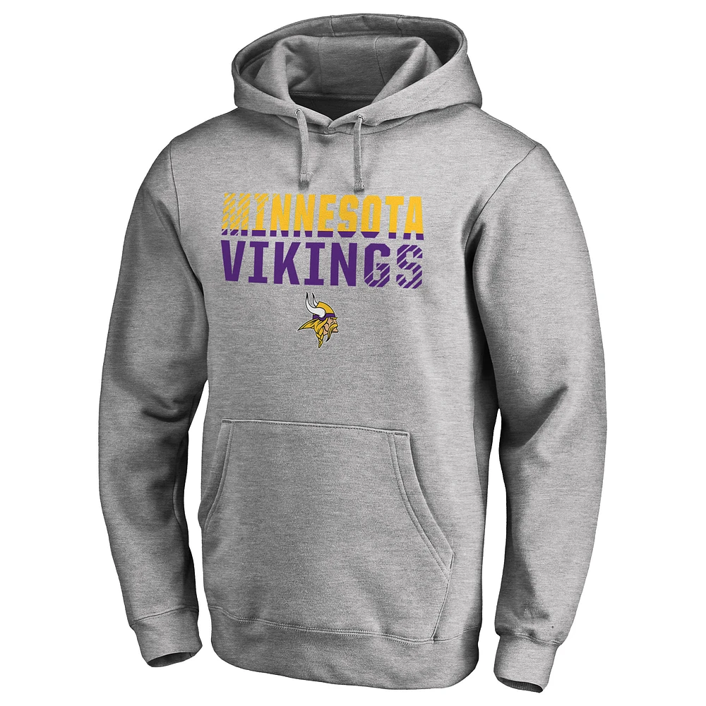 Men's Ash Minnesota Vikings Iconic Collection Fade Out Pullover Hoodie