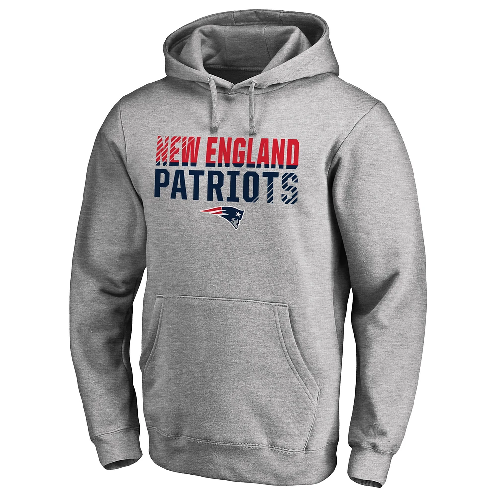 Men's Ash New England Patriots Iconic Collection Fade Out Pullover Hoodie