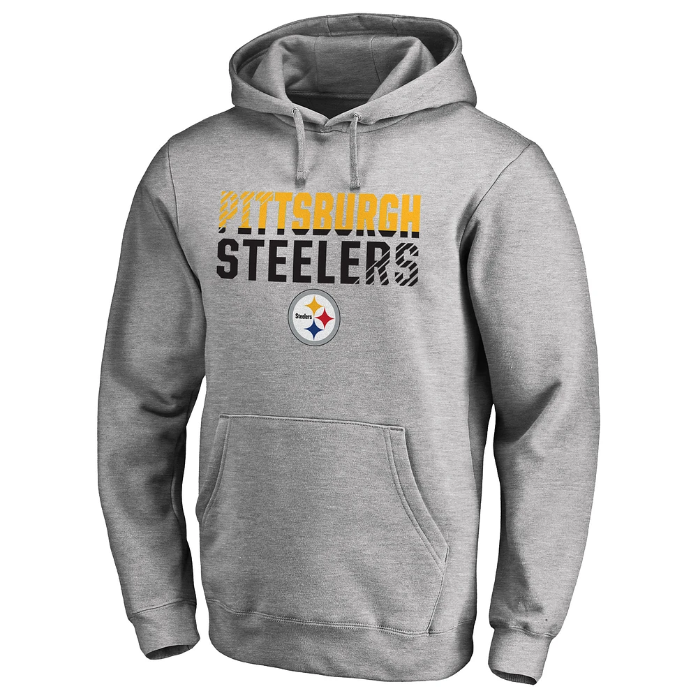 Men's Ash Pittsburgh Steelers Iconic Collection Fade Out Pullover Hoodie