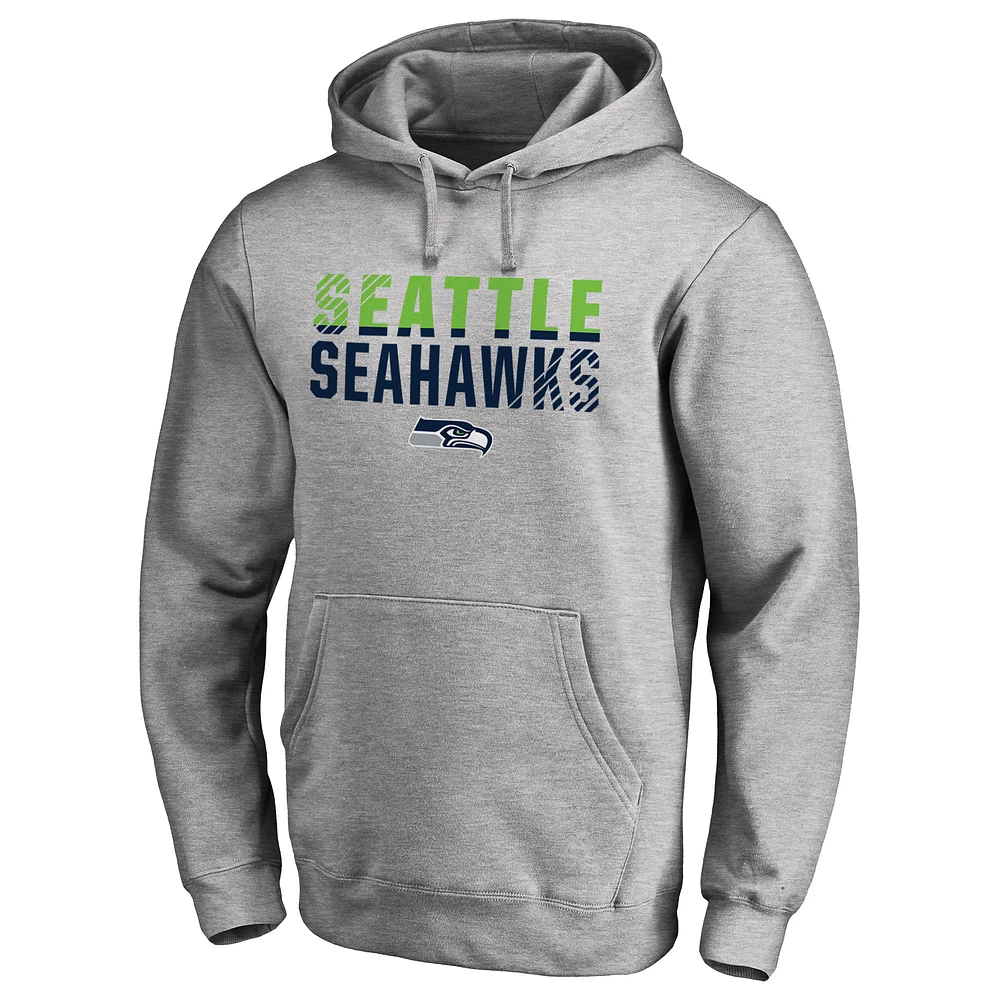 Men's Ash Seattle Seahawks Iconic Collection Fade Out Pullover Hoodie