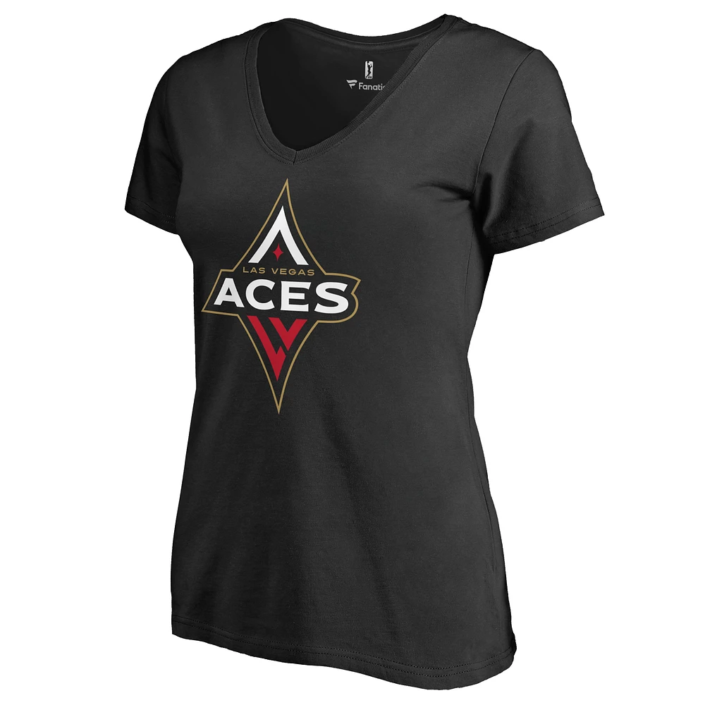 Women's Black Las Vegas Aces Primary Logo V-Neck T-Shirt