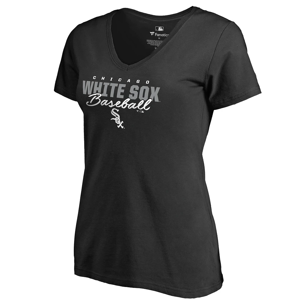 Women's Black Chicago White Sox Script Assist V-Neck T-Shirt