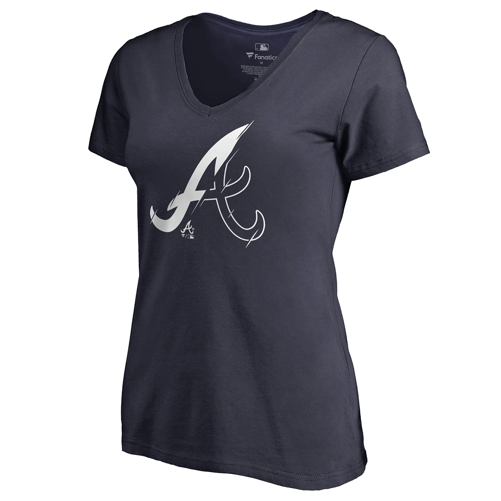 Women's Navy Atlanta Braves X-Ray V-Neck T-Shirt