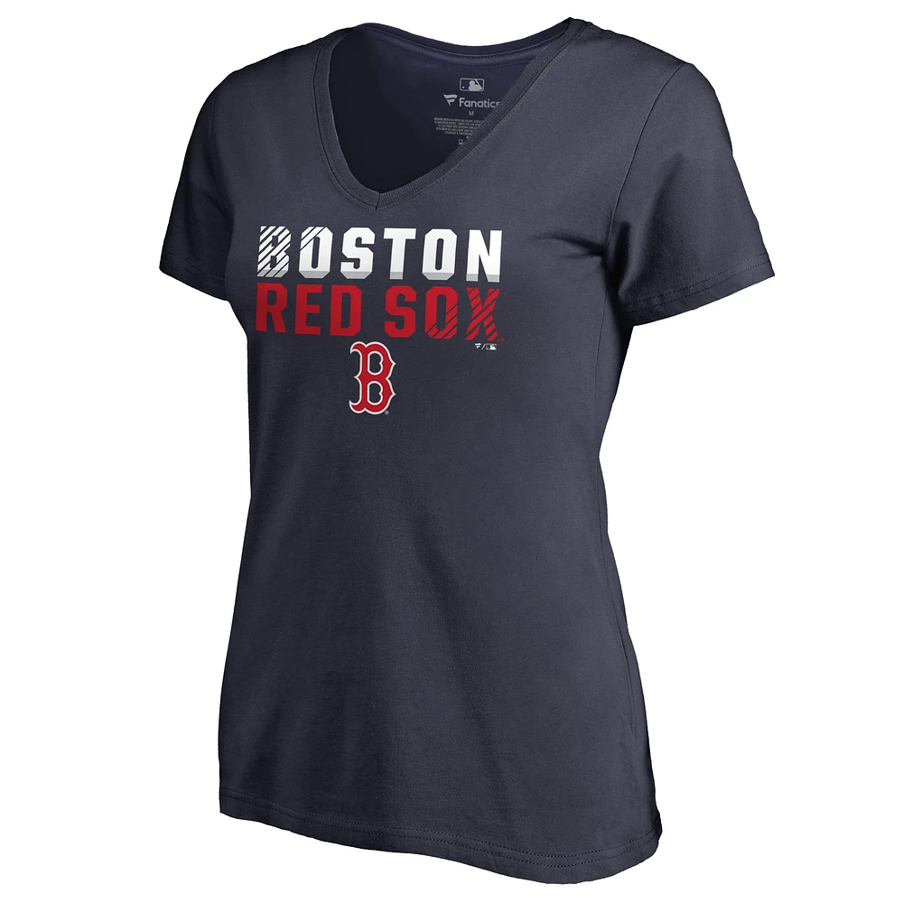 Women's Navy Boston Red Sox Fade Out V-Neck T-Shirt