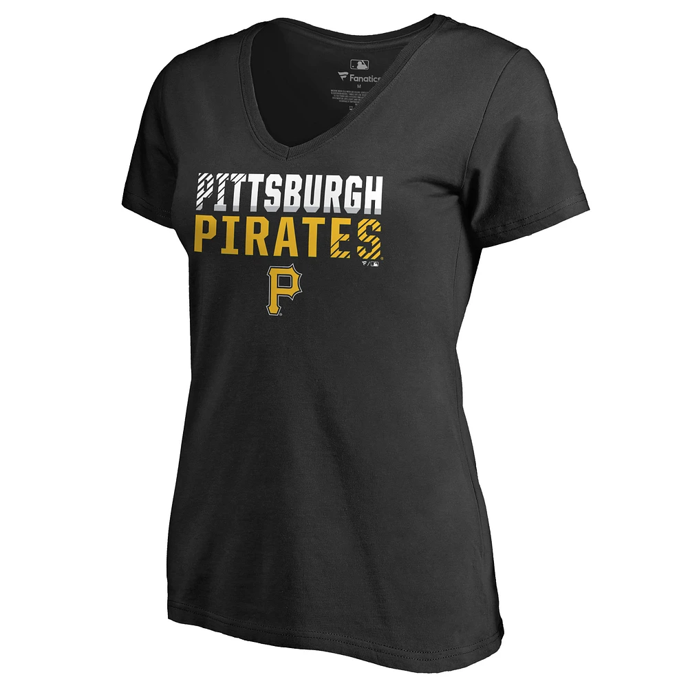 Women's Black Pittsburgh Pirates Fade Out V-Neck T-Shirt