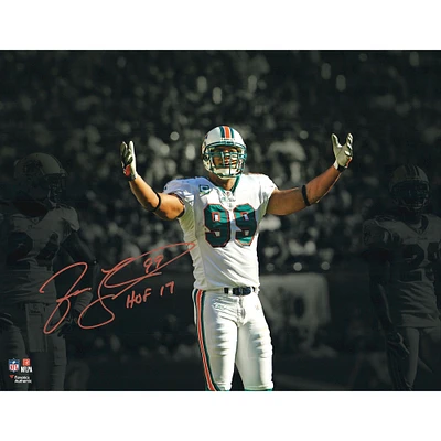 Jason Taylor Miami Dolphins Autographed 11" x 14" Spotlight Photograph with "HOF 17" Inscription