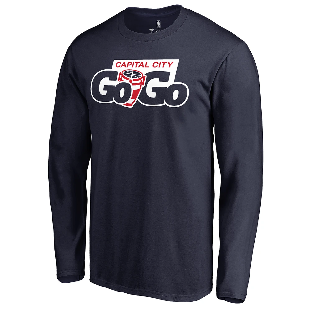 Men's Navy Capital City Go-Go Primary Logo Long Sleeve T-Shirt