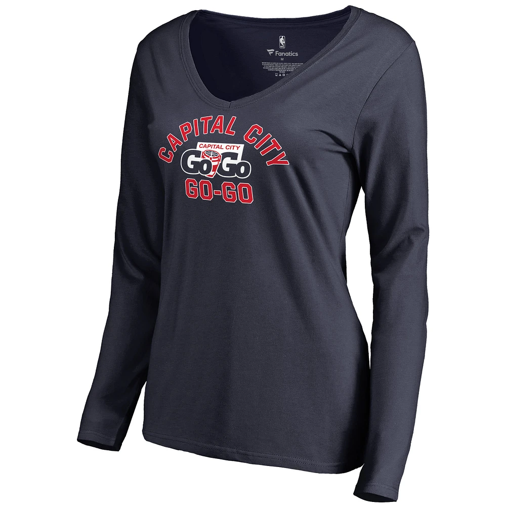 Women's Navy Capital City Go-Go Overtime V-Neck Long Sleeve T-Shirt