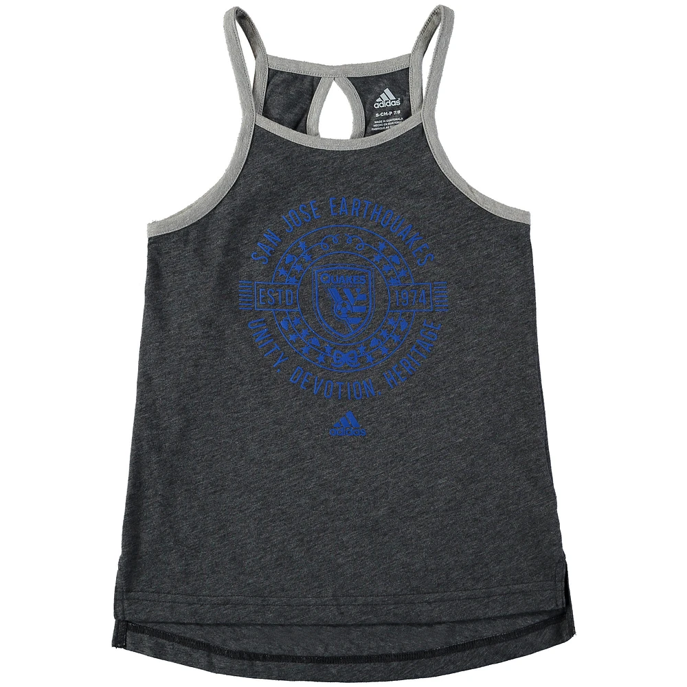 Girls Youth adidas Heathered Black San Jose Earthquakes New Tank Top