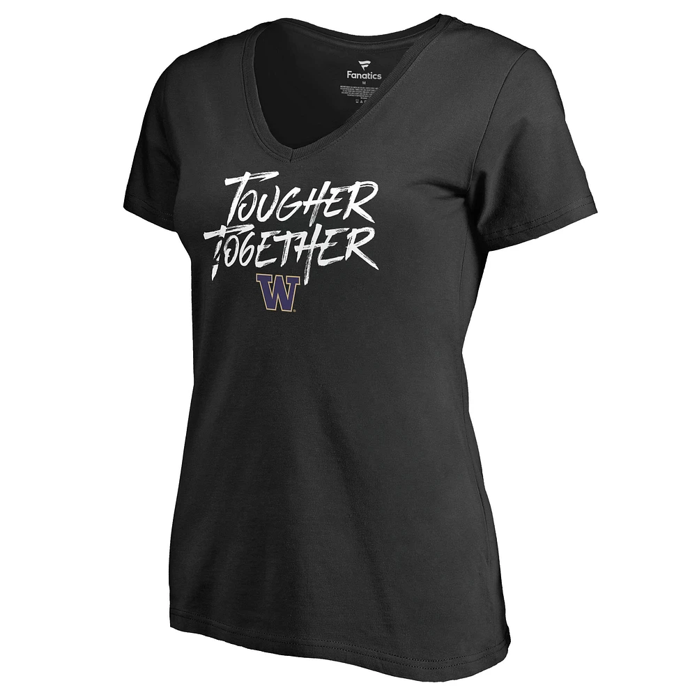 Women's Black Washington Huskies Tougher Together V-Neck T-Shirt