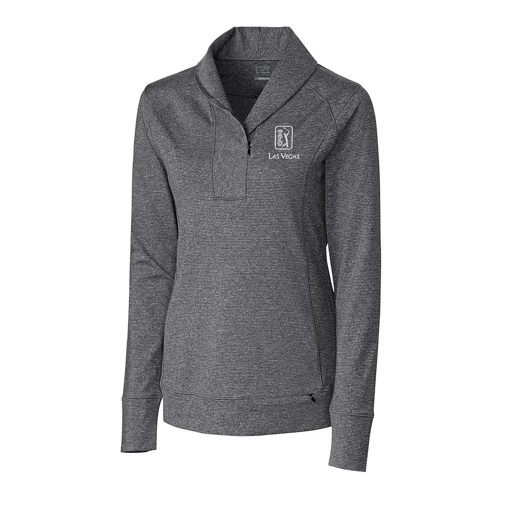 Women's Cutter & Buck Heather Charcoal TPC Las Vegas Shoreline Half-Zip Sweatshirt
