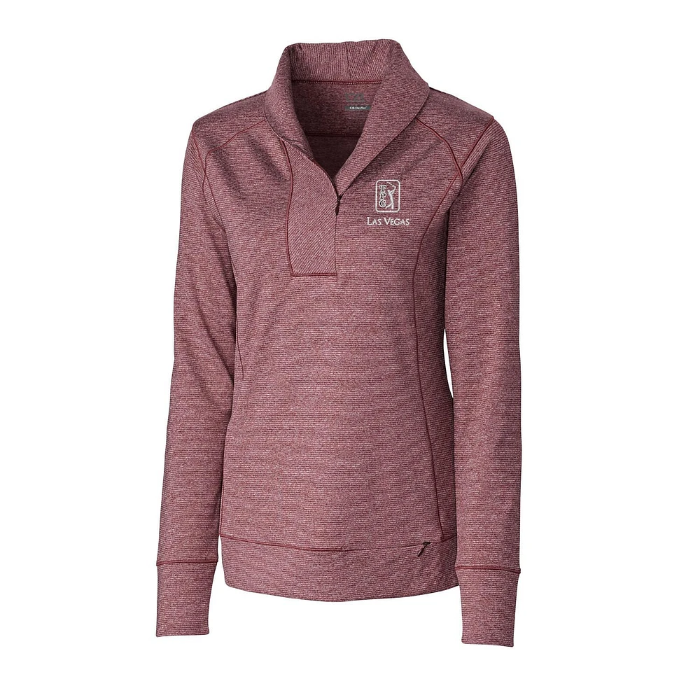 Women's Cutter & Buck Heather Maroon TPC Las Vegas Shoreline Half-Zip Sweatshirt