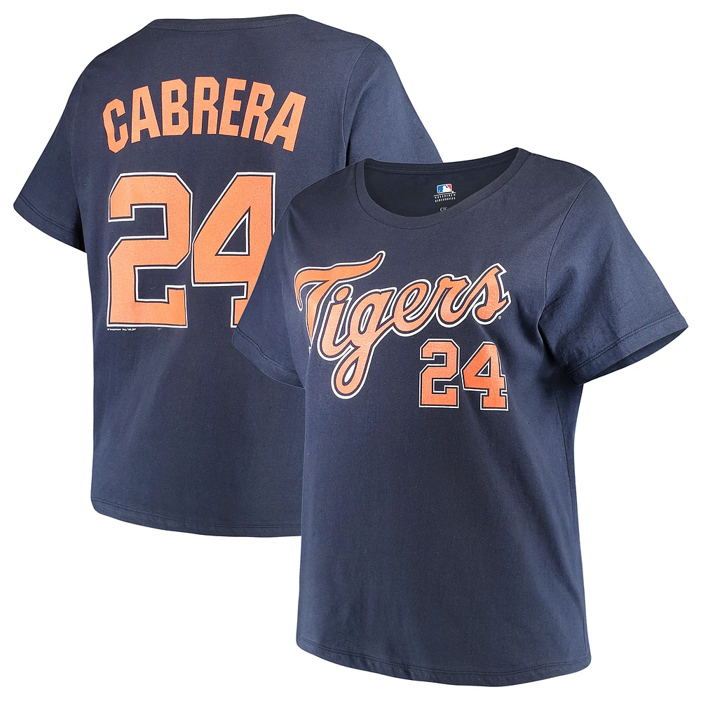 Women's Majestic Miguel Cabrera Navy Detroit Tigers Name & Number T-Shirt