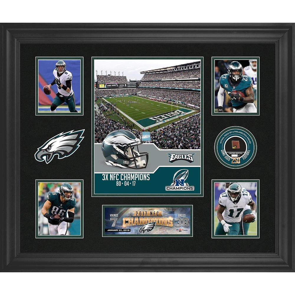 Philadelphia Eagles 2017 NFC Champions Framed 20" x 24" with a Piece of Game-Used Football - Limited Edition of 250