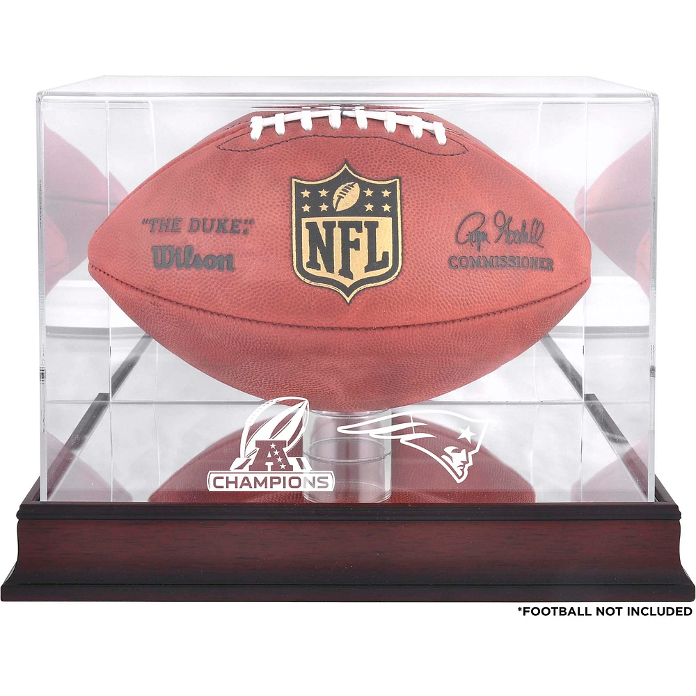 New England Patriots 2017 AFC Champions Mahogany Football Logo Display Case