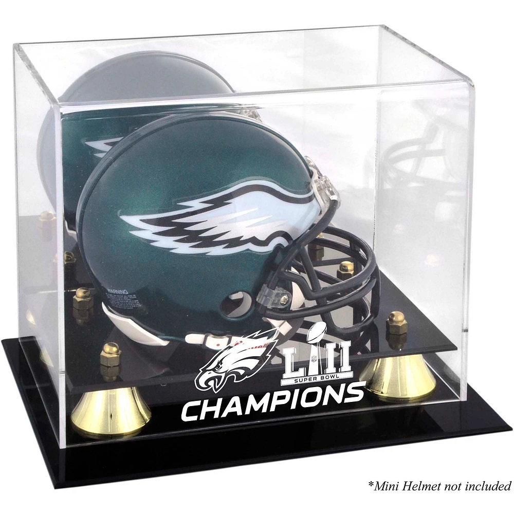 Philadelphia Eagles Super Bowl LII Champions Golden Classic Mini Helmet Logo Display Case