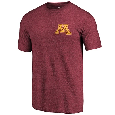 Men's Garnet Minnesota Golden Gophers Left Chest Distressed Tri-Blend T-Shirt