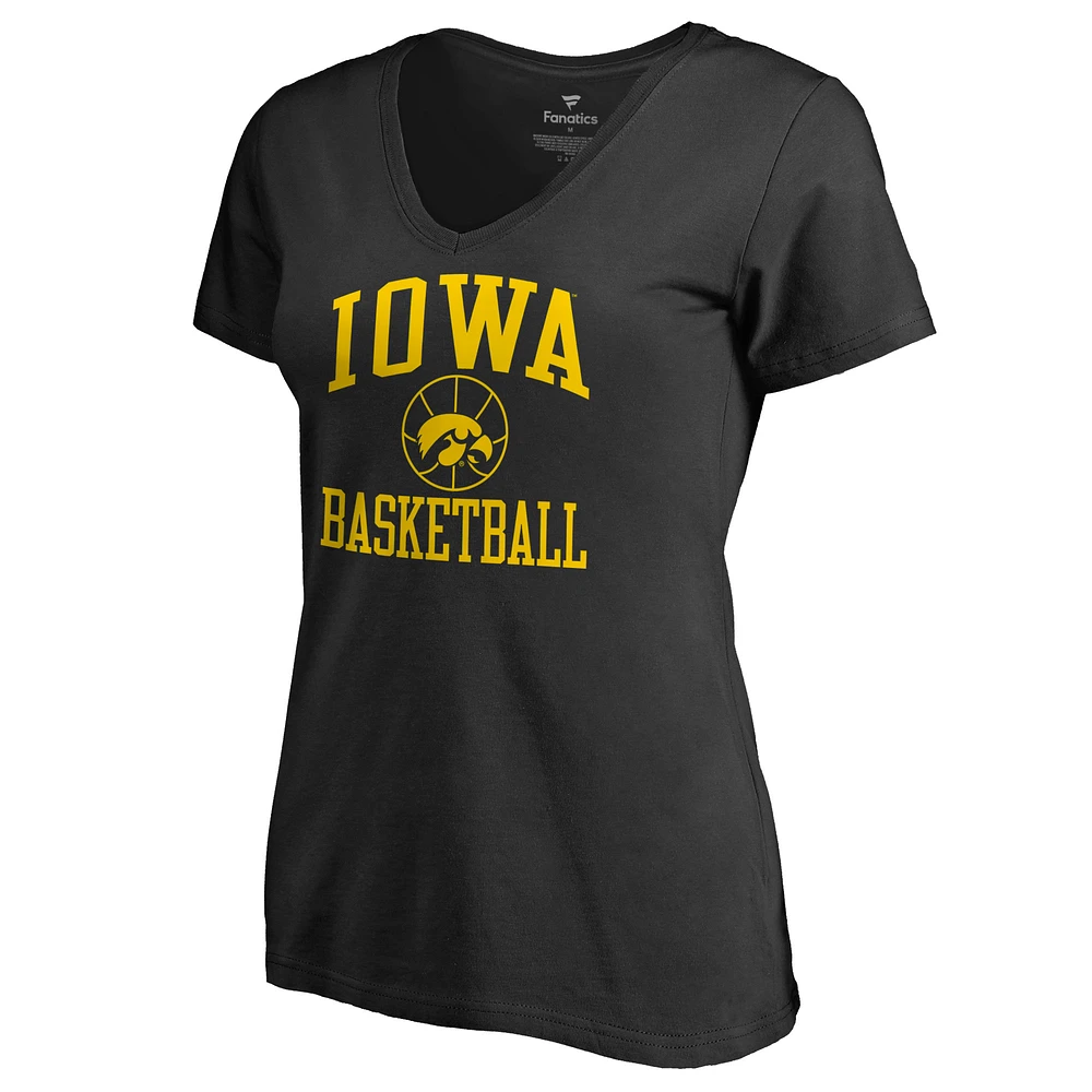 Women's Black Iowa Hawkeyes In Bounds V-Neck T-Shirt