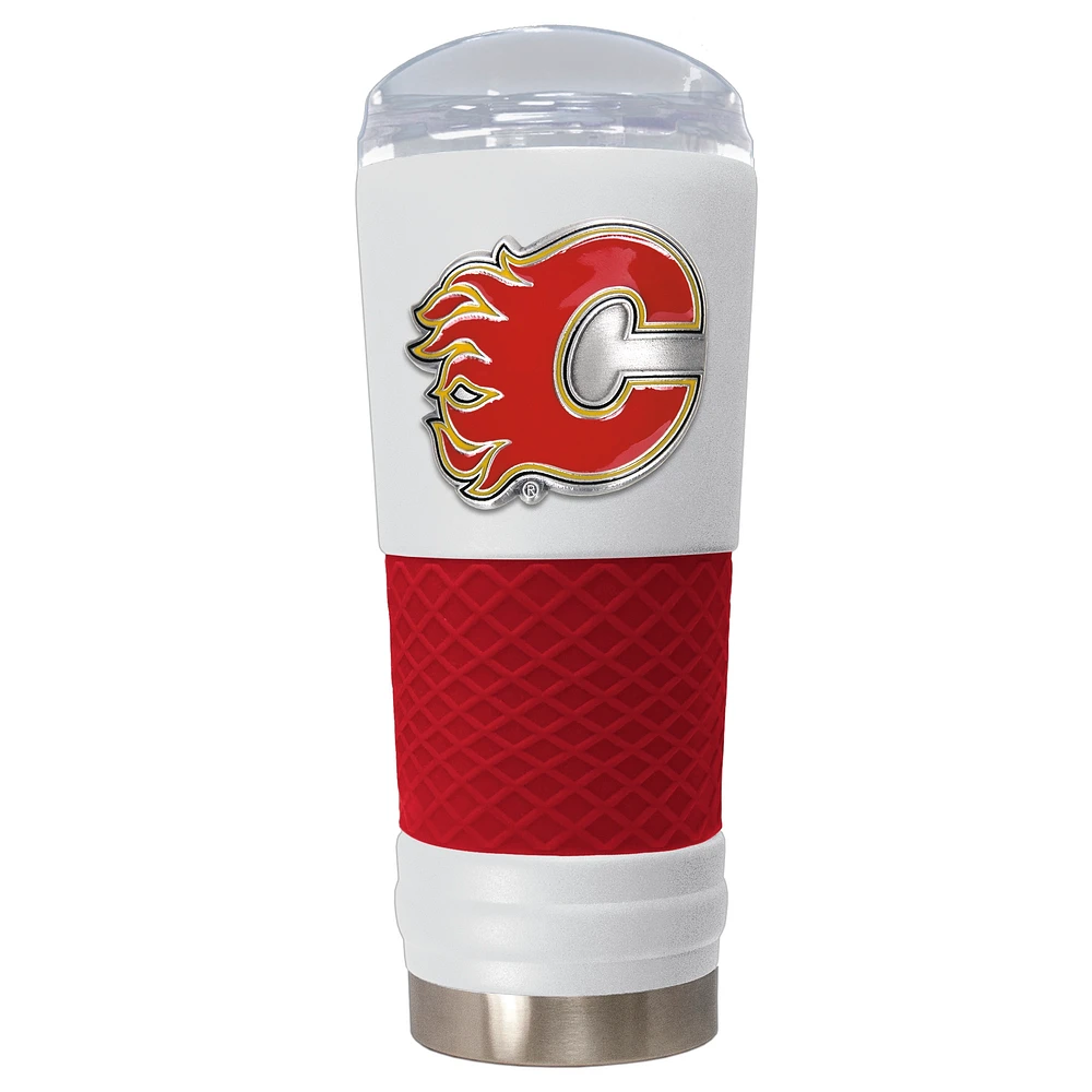 White Calgary Flames 24oz. Powder Coated Draft Travel Mug