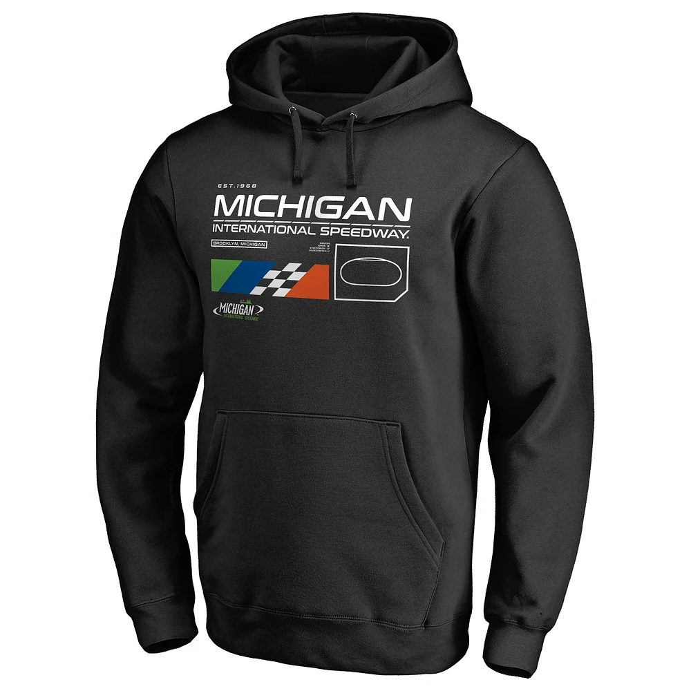 Men's Black Michigan International Speedway ISC Track Pullover Hoodie