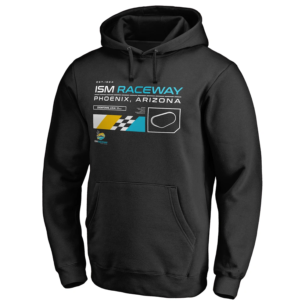 Men's Black ISM Raceway ISC Track Outline Pullover Hoodie