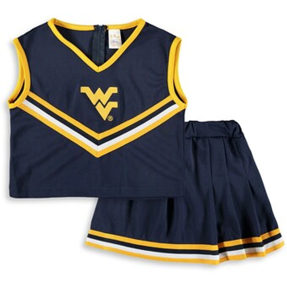 Girls Youth Navy West Virginia Mountaineers Two-Piece Cheer Set