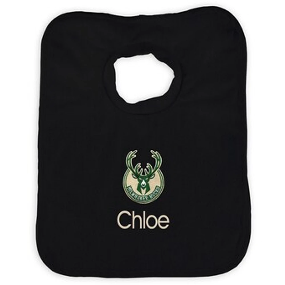 Infant Black Milwaukee Bucks Personalized Bib