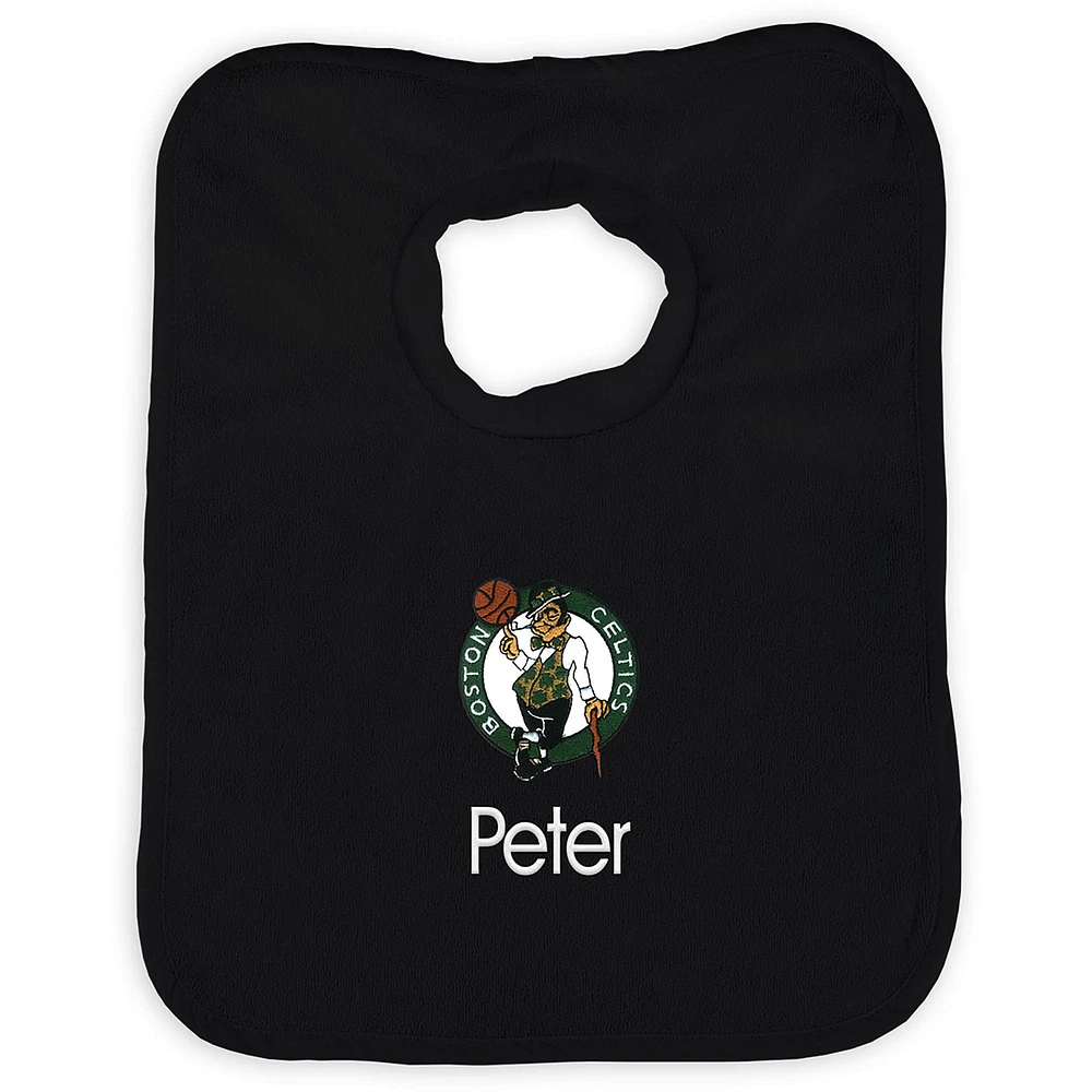 Infant Black Boston Celtics Personalized Bib