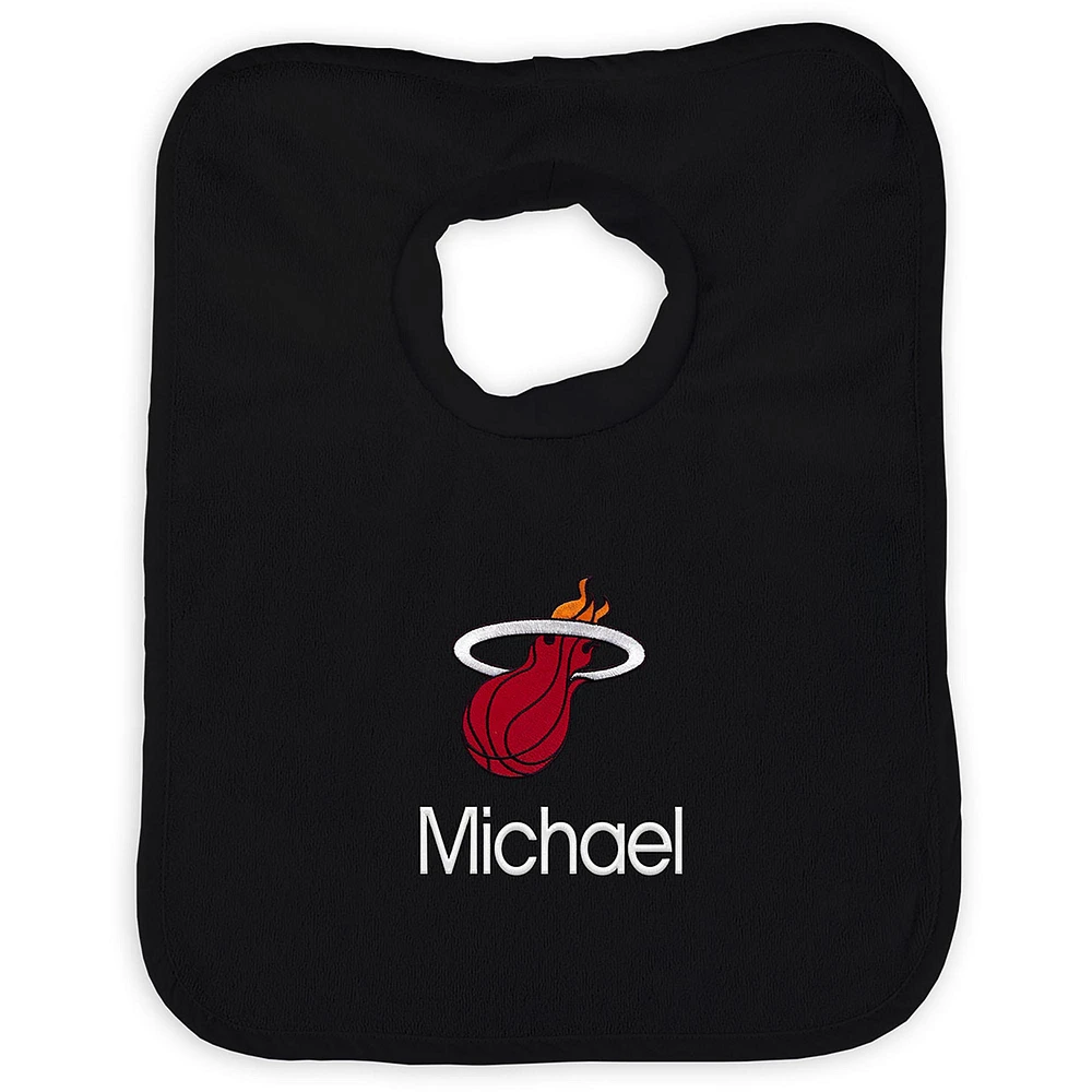 Infant Black Miami Heat Personalized Bib