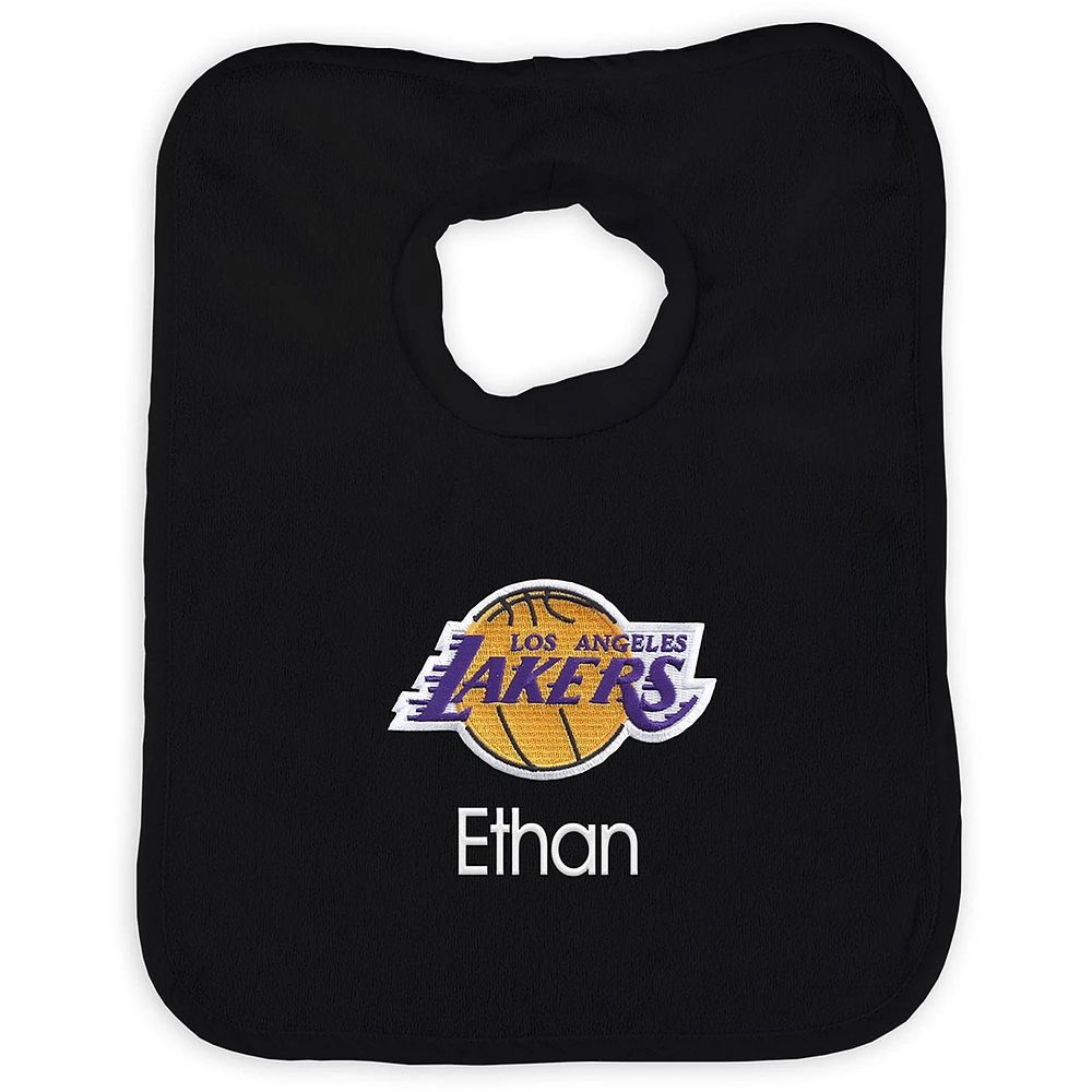 Infant Black Los Angeles Lakers Personalized Bib