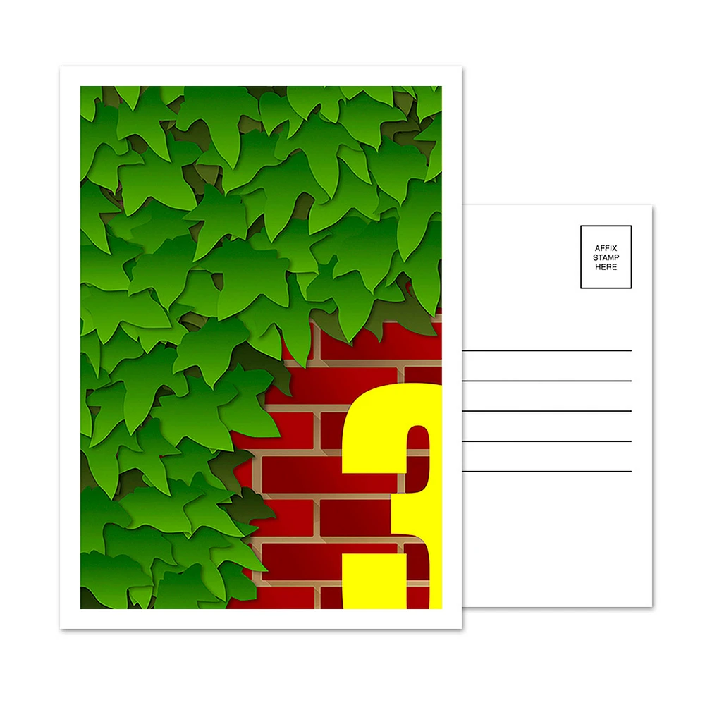 Chicago Cubs Wrigley Field Ivy Wall 5-Pack Minimalist Postcard Set