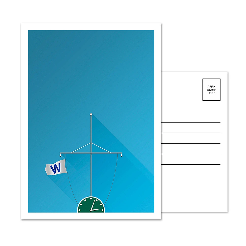 Chicago Cubs Wrigley Field Win Flag 5-Pack Minimalist Postcard Set