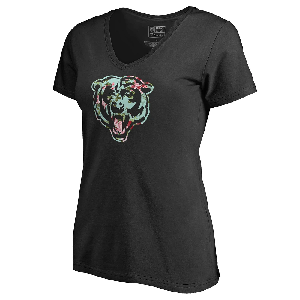 Women's Black Chicago Bears Lovely V-Neck T-Shirt